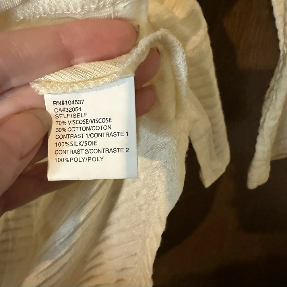 Anthropologie Tiny Sequin Placket Button Down Top Ivory Cream Embroidered Sz S - Picture 12 of 13